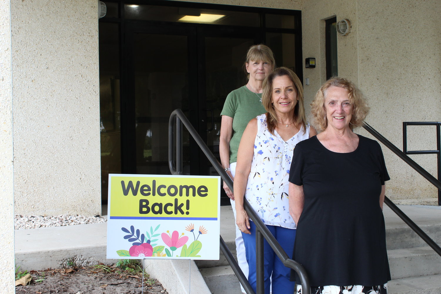 Council on Aging IMEP facilitator Michele Stevens, lead facilitator Susan Miller, and interim IMEP manager Myra Fisher prepare for the August 17 reopening of the COA’s Ponte Vedra Memory Care Center in Ponte Vedra Beach.